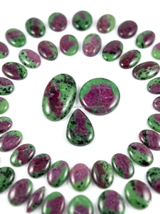 Natural <b>Ruby</b> Zoisite Cabochon Wholesale Loose Gemstone Silver Brass Rings Pendants Necklace Jewelry - Product Image 3
