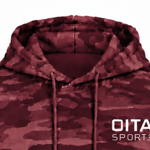 Sweat à capuche pull-over camouflage bordeaux pour homme, imprimé personnalisé, en molleton avec poche kangourou et cordon de serrage, décontracté, pour l'hiver, l'extérieur et le streetwear - Product Image 3