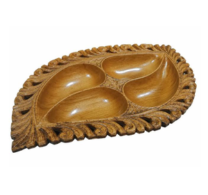 Plateau élégant en bois de noyer, artisanal et moderne, avec couvercles pour le rangement des fruits secs - Product Image 4