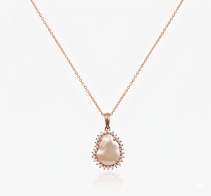 Luxury IGI Certified Baroque Pearl & Round Lab Diamond Sunburst Style Pendant Necklace 10K 14K 18K Solid Gold Minimalist Jewelry - Product Image 5
