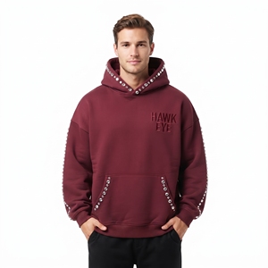 Sudadera con capucha de moda para hombre, con pedrería, corte holgado, hombros caídos, informal, de algodón y forro polar, transpirable, para invierno. - Product Image 3