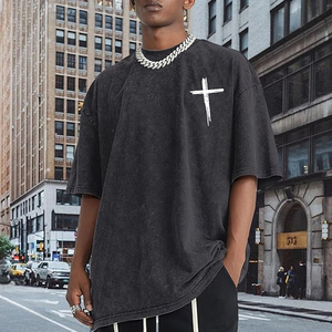 T-shirt surdimensionné pour homme Jesus The Ultimate Deadlifter, noir, manches courtes, style streetwear, imprimé graphique, col rond, jersey en coton - Product Image 3
