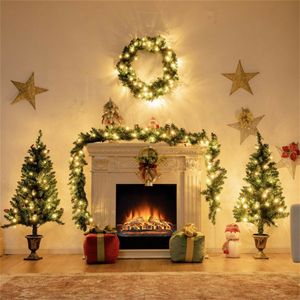 Set di Decorazioni Natalizie a Luce Blu in 4 Pezzi, Include Ghirlanda, Corona e Alberi d'Ingresso - Product Image 2