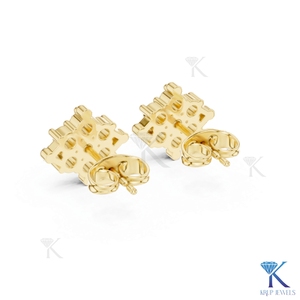 Lab Grown Diamond Geometric Rhombus <b>Stud</b> Earrings 7 Stone Cluster 14K 18K Solid Gold Women Jewelry Wedding Party Bridal - Product Image 5