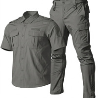 Vêtements de travail de sécurité style 2024, chemise de travail cargo multi-poches + pantalon, polo à manches courtes, uniformes de garde de sécurité unisexes