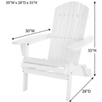 Chaise pliante Adirondack moderne en bois massif et métal - Meubles de jardin d'extérieur
