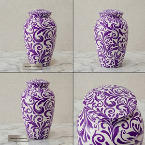 Nouvelles urnes funéraires en métal à motif damassé pour cendres humaines, décoratives, commémoratives, récipients à souvenirs, pots funéraires, prix de gros - Product Image 2