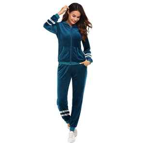 2026 Latst Aesthetic Monochrome Leisure Wear High Waist Bootcut Pants Two Piece Stylish Velvet <b>Track</b> <b>Suit</b> - Product Image 1