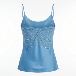 Top de Satén con Pedrería para Mujer, Elegante, sin Mangas, Diseño Personalizado - Product Image 2