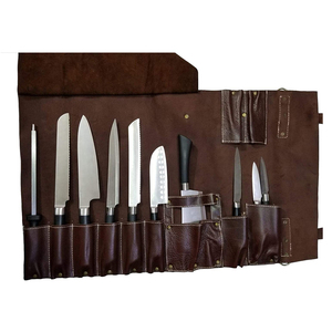 Sac à couteaux de Chef professionnel, sac à couteaux de Chef léger en cuir véritable Premium 8 poches - Product Image 2