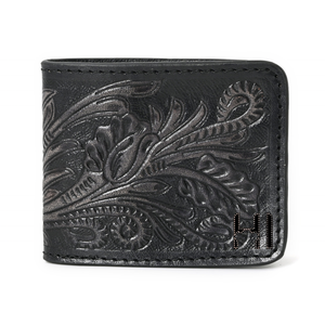 2024 Custom Slim Trifold Genuine Leather <b>Wallet</b> <b>RFID</b> Blocking Western Vintage Hipster Floral Tassel Short Open Tooled Style - Product Image 1