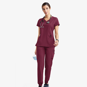 Uniformes Médicos para Mujer al por Mayor, Manga Corta, Múltiples Bolsillos, Cuello en V, 72% Poliéster/21% Rayón/7% Elastano, Tela de Rizo, para Hospital - Product Image 5