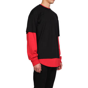 Camiseta de Hombre Oversize de Color Liso, Manga Corta, Cuello Redondo, Ribete en Contraste, Estilo Casual, 100% Algodón Jersey - Product Image 6