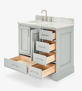 Mueble de Baño Personalizado Mary de 37 Pulgadas con Lavabo a la Izquierda, Solo Mueble, 3 Opciones de Acabado, Fabricante OEM de Vietnam - Product Image 4