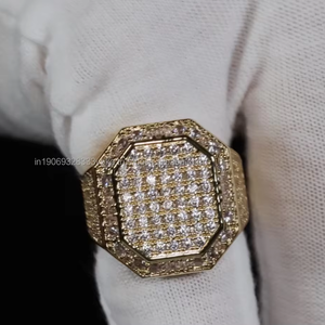 แหวนแต่งงานเงินแท้ 925 ชุบทองคำขาว ขนาดใหญ่ ประดับเพชรทรงบาแกตต์ สไตล์ฮิปฮอป ของขวัญสำหรับทุกเพศ |   แหวนครบรอบแต่งงานประดับเพชรแบบไอซ์ดีมอนด์ - Product Image 4