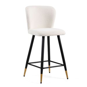 Taburete de Bar de Estilo Moderno de 25.79 Pulgadas con Asientos Blancos, Patas de Metal Negro y Extremos con Detalles Dorados, Decoración Versátil, Estilos Adecuados - Product Image 6