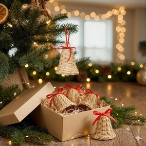 Rustic Rattan <b>Bell</b> Christmas Hanging Decorative Object Perfect For Holiday Tree Decor <b>Winter</b> Celebrations And Home Decoration - Product Image 5