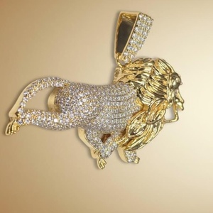 Colgante de León de Plata de Ley 925 y Oro de 18K con Moissanita, Estilo Hip Hop, Temática Animal, Regalo Unisex - Product Image 6