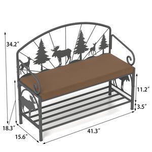 Rustic Industrial <b>Shoe</b> <b>Rack</b> Bench for Small Spaces Multipurpose Entryway <b>Storage</b> Upholstered Small Spaces Bench - Product Image 6