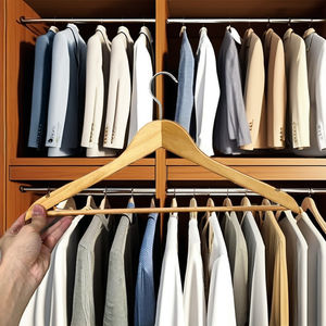 Cintres en bois de pin massif, écologiques, durables, multifonctionnels, pour chemises, costumes, robes, garde-robe, salle de bain, salon - Product Image 3