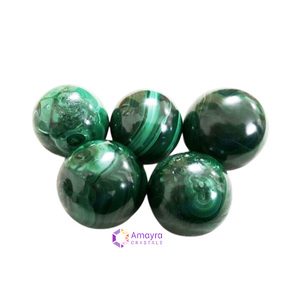 Sphères de malachite en pierre précieuse, vente en gros, sphères de cristal naturelles faites à la main, imperméables, provenant de Gujarat-Amayra Crystal Exports - Product Image 6