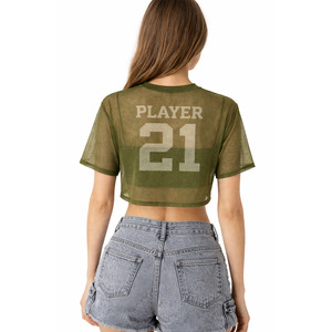 Camiseta Deportiva Corta de Malla Transparente para Mujer, Estilo Fútbol Americano, Transpirable, Ropa Urbana, Personalizable con Número, Fabricación de Prendas - Product Image 2