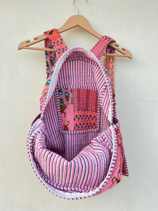 Mochila escolar de algodón para niñas, acolchada a rayas, con múltiples bolsillos, estilo moderno, 20 pulgadas, antirrobo, impermeable, gran capacidad - Product Image 6