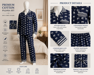 Artisan Elephant Print Crepe Silk Night Suit Women Long Pajama Set Traditional Hand Block Masterpiece Sleepwear Loungewear Set - Product Image 4