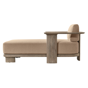 Chaise longue élégante en teck avec coussin rembourré, style moderne, pour extérieur, hôtel, villa, resort - Product Image 3