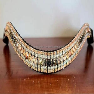 สายหนังรูปคลื่นคุณภาพดีที่สุดรูปม้าคิ้วสายรัด5แถวสีเงินประกายทองคริสตัลใสห่วงโซ่โลหะแถบคิ้วแวววาว - Product Image 2