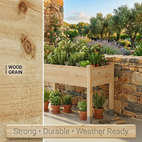 Jardinière carrée surélevée classique en bois de sapin |   Finition sablée |   Pépinière de fleurs |   Jardinière surélevée d'extérieur |   Écologique