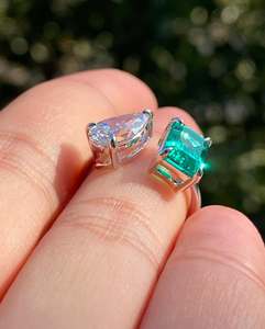 Anillo de Dos Piedras con Diamante Cultivado en Laboratorio Certificado, Corte Pera Blanco, Claridad VVS1, Oro Blanco de 14K, Anillo Toi Et Moi para Ella - Product Image 2