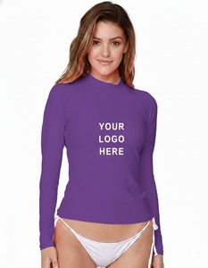 <b>Women's</b> Plus Size Compression Shirt Customizable Rashguard with UPF 50 Sun Protection Full Sleeves Swimming Rash Guard - Product Image 1