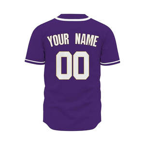 Maillot de baseball personnalisé violet premium unisexe à manches courtes, imprimé par transfert thermique, respirant, anti-humidité, protection UV sur le devant - Product Image 3