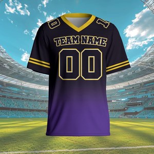 เสื้อเจอร์ซีย์ทรงบ็อกซี่สำหรับผู้ชาย สไตล์สตรีทแวร์และชุดกีฬา  แบบสั่งทำพิเศษ  ผ้าโพลีเอสเตอร์  ปักลาย  ซับลิเมชั่น  เสื้อเจอร์ซีย์อเมริกันฟุตบอล - Product Image 2