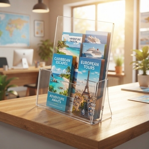 Exhibidor de Acrílico Transparente para Folletos, Catálogos, Menús, Mostrador de Recepción y Tiendas - Product Image 3