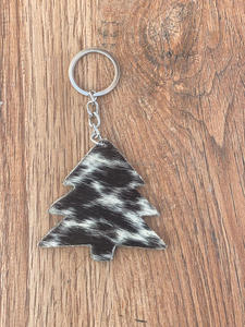 มาใหม่ล่าสุด Cowhide พวงกุญแจหนังคริสต์มาสต้นไม้ Cowhide หนังพวงกุญแจมีสไตล์พวงกุญแจร้อนขายจริงขนพวงกุญแจ - Product Image 3