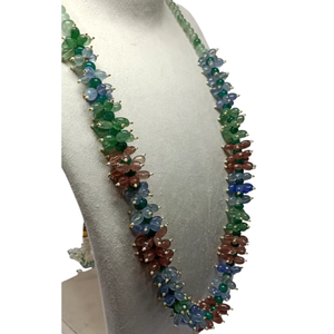 Collier long en pierres naturelles multicolores, perles ovales lisses, améthyste violette, quartz fraise, quartz bleu, quartz rose, bijoux prêts à porter - Product Image 4