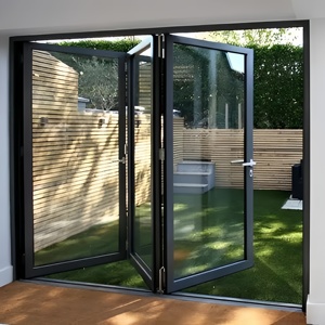 Portes pliantes en aluminium HOLCOM contemporaines avec double vitrage trempé, isolation thermique, garantie 5 ans pour usage extérieur sur terrasse - Product Image 1