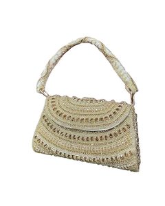 Eco-Friendly Handmade Clutch Crossbody Handbag with Metallic Crystal Rhinestone Evening Party Bag and Striped <b>Envelope</b> Pattern - Product Image 6