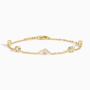 Bracelet minimaliste en or rose 14 carats plaqué rhodium, certifié IGI, 0,45 ct, pierres brillantes cultivées en laboratoire, serti de cinq pierres, bijoux fins - Product Image 5