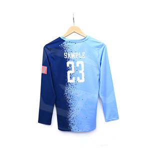 เสื้อวอลเลย์บอลแบบซับลิเมชั่นขายส่ง แขนยาว คอวี ยูนิเซ็กซ์ สำหรับผู้ใหญ่ ระบายเหงื่อได้ดี ผ้าโพลีเอสเตอร์ 180 กรัม ปรับแต่งได้ตามต้องการสำหรับทีม - Product Image 2
