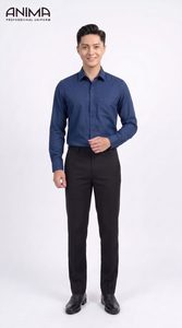 Chemise en bambou bleu marine pour homme ANIMA, respirante, décontractée et professionnelle - Product Image 2