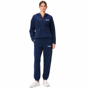 Conjunto Deportivo para Mujer con Cremallera, Chaqueta con Capucha y Pantalones Jogger, Logotipo Personalizado, Ropa Deportiva Informal, Ropa Urbana, Venta al Por Mayor, OEM, Marca Privada - Product Image 1