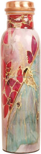 Eco-Friendly Disposable Metal Copper Drinkware <b>Bottle</b> Red Floral Pattern Textured for <b>Drinking</b> - Product Image 3