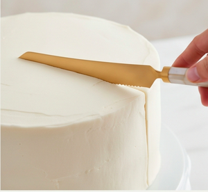 Ensemble de service à gâteau en acier inoxydable finition or avec poignée en nacre, parfait pour les mariages, les cadeaux et les occasions spéciales - Product Image 4