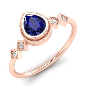 Anillos de compromiso REYES con delicada piedra de zafiro azul, anillos de boda de plata de ley 925 con moissanita para mujer, regalos de aniversario - Product Image 2