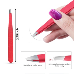 Pince à sourcils faite à la main pointe inclinée pince à épiler de précision allemande en acier inoxydable durable emballage disponible toutes les couleurs - Product Image 3