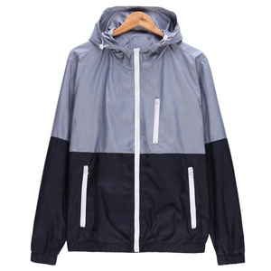 Wholesale <b>Men's</b> Blue Color Plain waterproof Windbreaker <b>Jackets</b> in Stand Collar Zipper up Nylon Material <b>Men</b> <b>Jackets</b> - Product Image 2