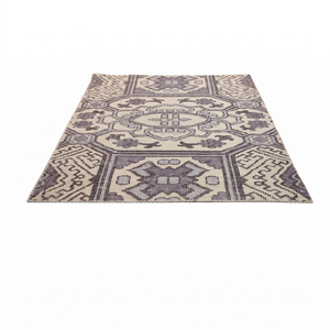 Tapis en laine DECORDEC multicolore texturé à rayures, écologique, antidérapant, tufté à la main, beige, noir, rouille, gris, motif géométrique, épais - Product Image 2